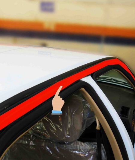 Abro sealing tape on the right and left side of the Peugeot 206 roof