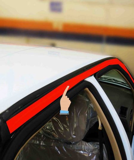 Abro sealing tape on the right side of the Peugeot 405 roof