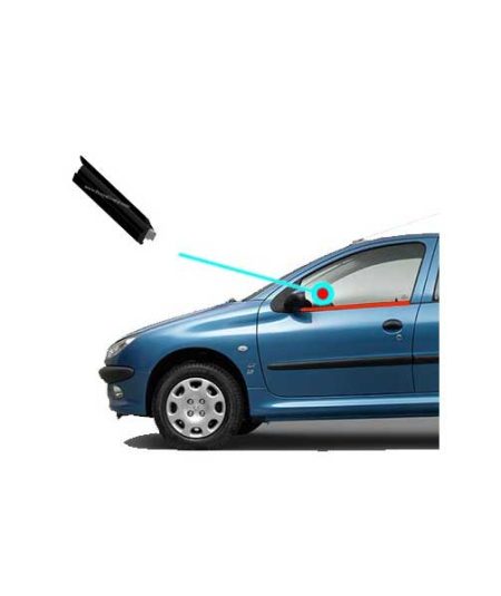 Dust-strip-and-holder-outside-the-left-front-door-glass-of-Peugeot-206